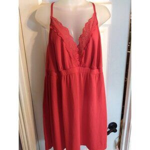 Sleep By Cacique Short Night Gown Red Adjustable Straps Sz 24 Lace Criss Cross B